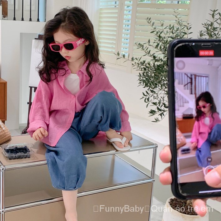 Áo Sơ Mi Mỏng Nhẹ Tay Dài Chống Nắng Phong Cách Hàn Quốc Thời Trang Mùa Hè Mới 2023 Dành Cho Bé Gái