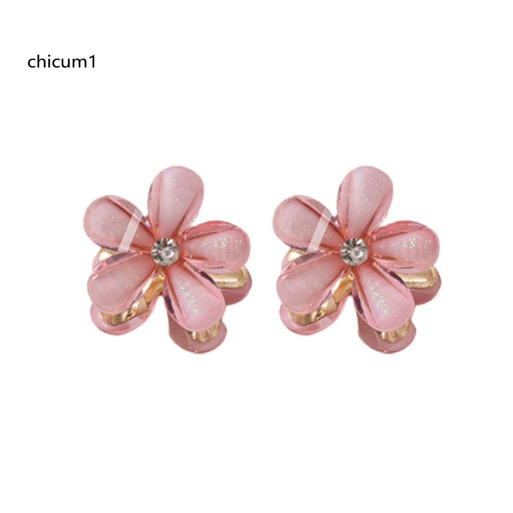 Set 2 Kẹp Tóc Kim Loại Hình Hoa Đính Đá Màu Sắc Tươi Sáng