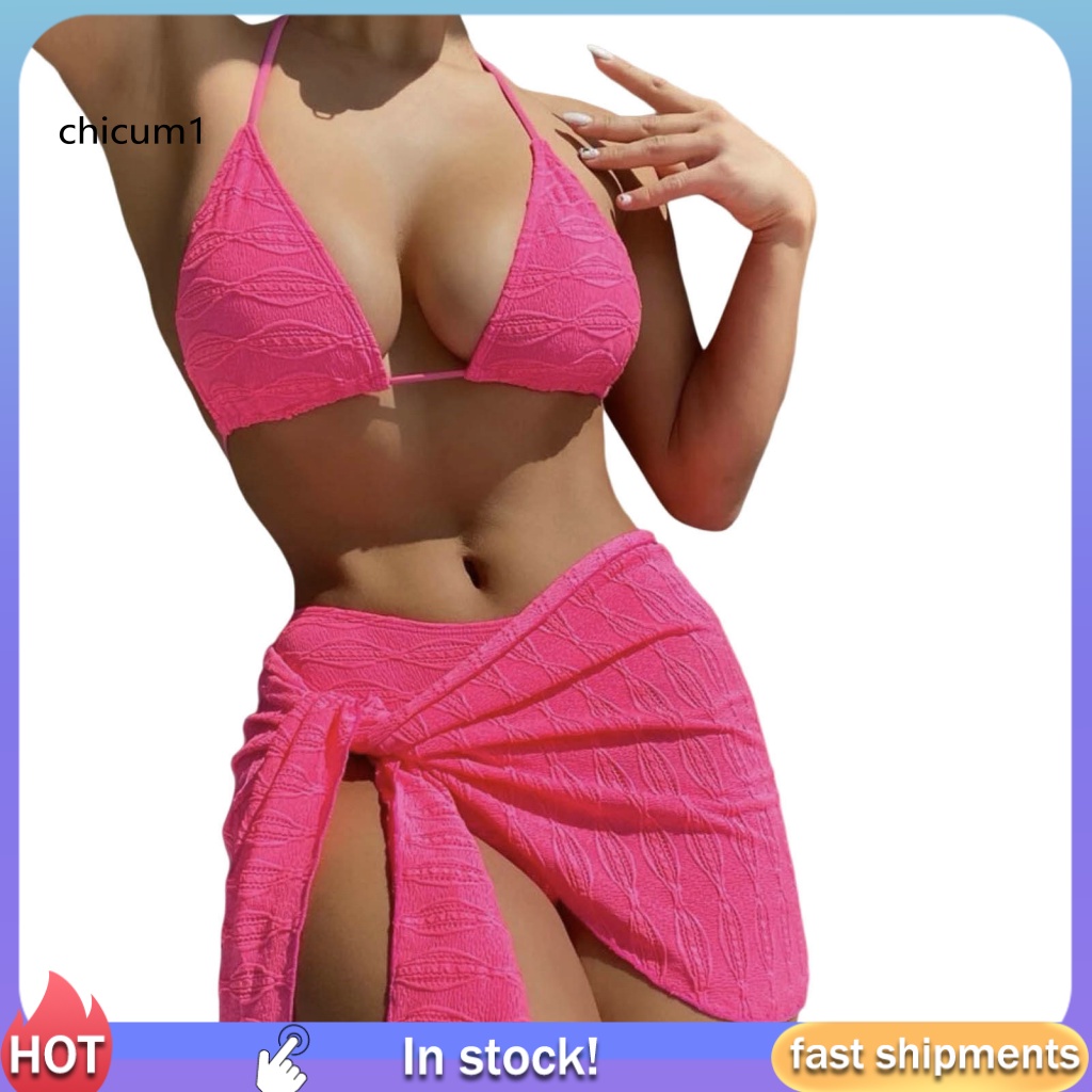 Set Bikini 3 Món Màu Sắc Thời Trang Quyến Rũ Cho Nữ