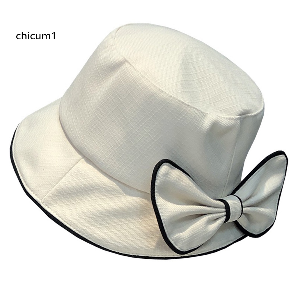 Nón Tai Bèo Chống Nắng Mềm Mại Thoáng Khí Thắt Nơ Màu Tương Phản Trang Trí Thanh Lịch Dành Cho Bạn Nữ