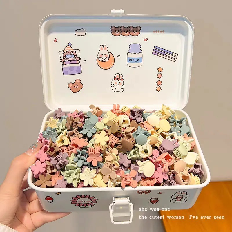 Bộ 50 Kẹp Tóc Mini Hình Hoa Màu Cà Phê Dễ Thương Cho Bé Gái