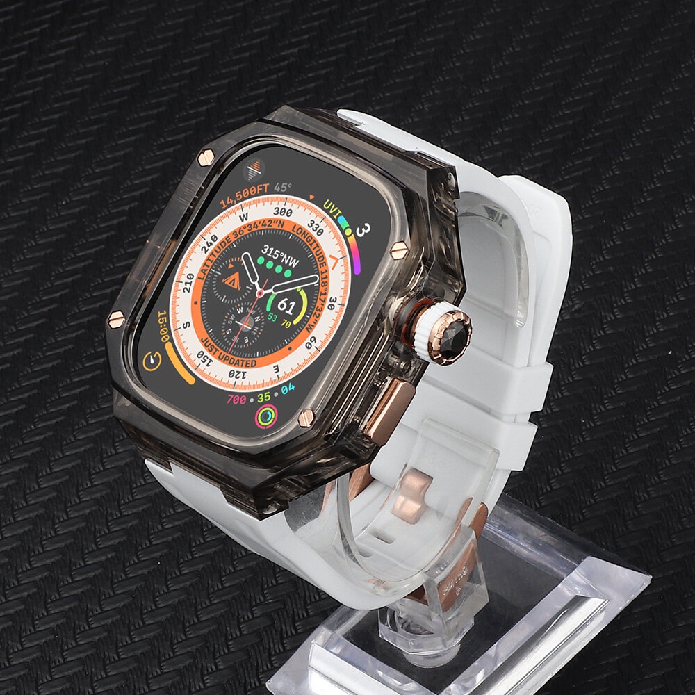 Dây Đeo Cao Su Trong Suốt Sang Trọng Cho Đồng Hồ Thông Minh Apple Watch series 8 7 Ultra 49mm 45mm I Watch 6 5 se 4 44mm 45mm