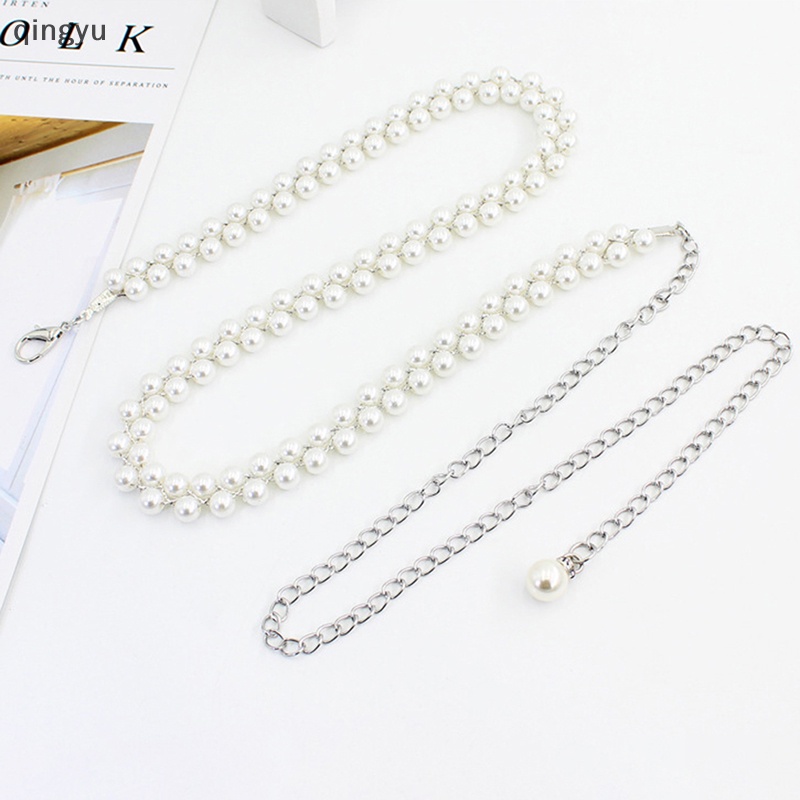 Thắt Lưng Dây Xích Mảnh Đính Ngọc Trai Thanh Lịch Thời Trang Cho Nữ