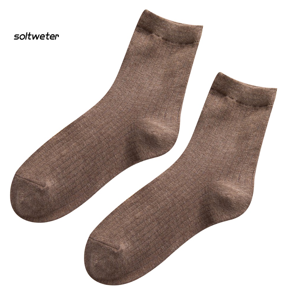 Vớ Cotton Mềm Mại Màu Trơn Thoáng Khí Giữ Ấm Mùa Đông Cho Nữ