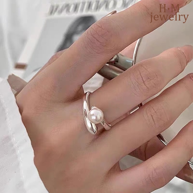 Vòng Tay Dạng Hở Đính Hạt Ngọc Trai Tròn Thời Trang Cá Tính