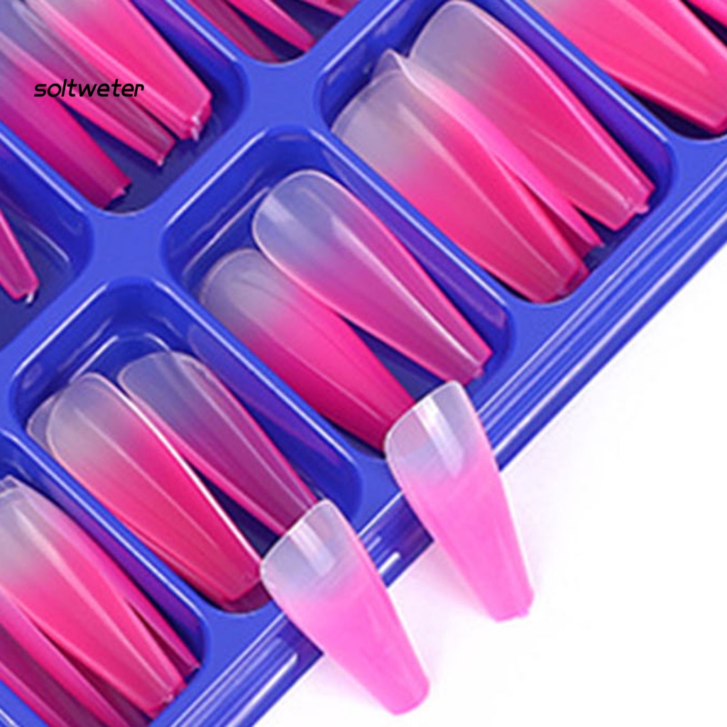 Hộp 50 Miếng Dán Móng Tay Dài Bằng ABS Chống Mòn Cho Nữ