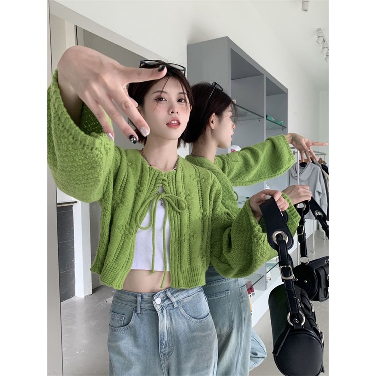 Áo Khoác Cardigan Mỏng Tay Phồng Phối Ren Thời Trang Mùa Hè Hàn Quốc