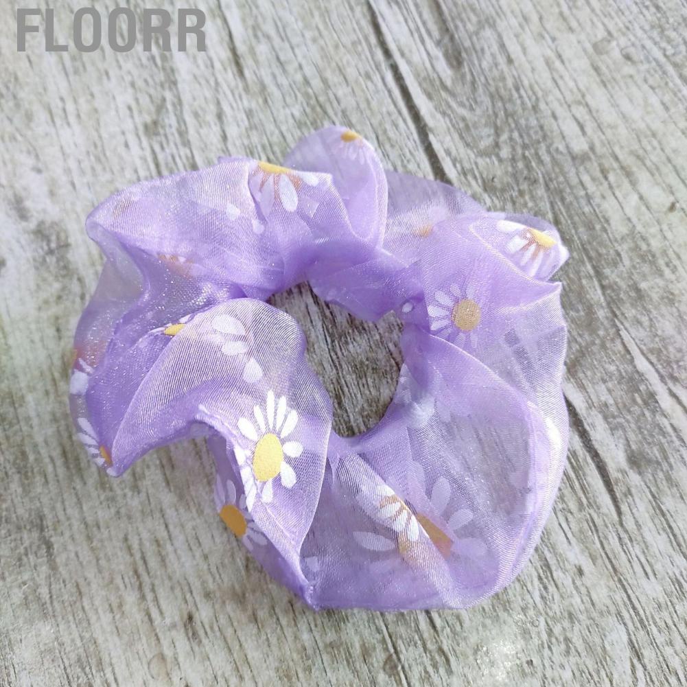 Floorr Hair Scrunchies Elastic Soft Gauze Daisy Pattern Large Intestine Bands Accessories