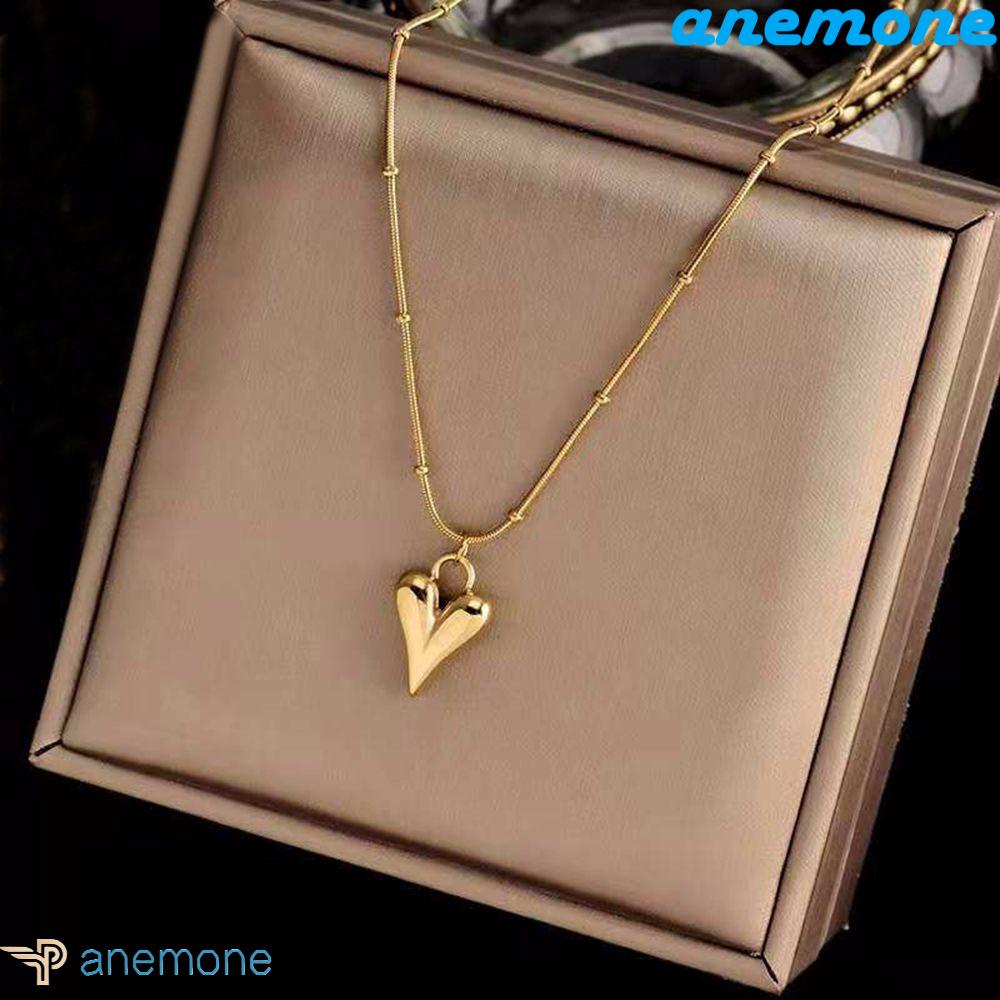 ANEMONE Vòng cổ Thép Titan Đính Hạt Đơn Giản Phong Cách Punk Hàn Quốc Cho Nữ