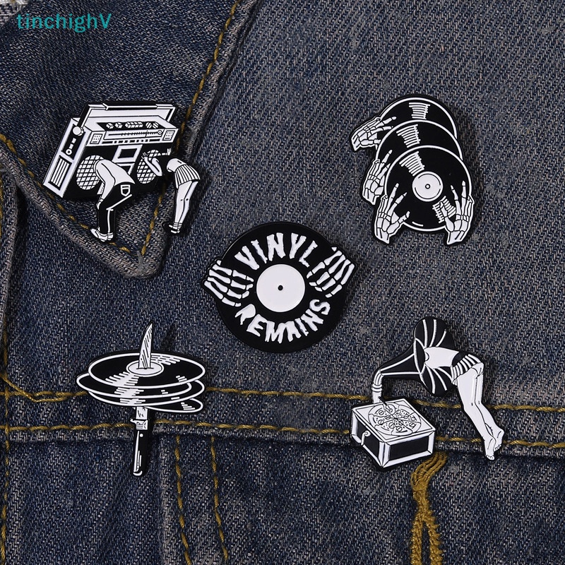 [TinchighV] Ghim Cài Áo Bằng Vinyl Hình Đĩa Hát Kinh Dị Màu Đen Tùy Chỉnh Phong Cách Gothic Làm Quà Tặng Cho Bạn Bè [Mới]