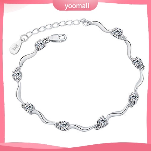 Vòng Tay Bạc 925 Đính Đá Pha Lê Hợp Thời Trang Cho Nữ
