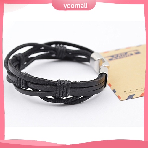 Vòng Tay Giả Da Nhiều Lớp Thời Trang Cho Nam