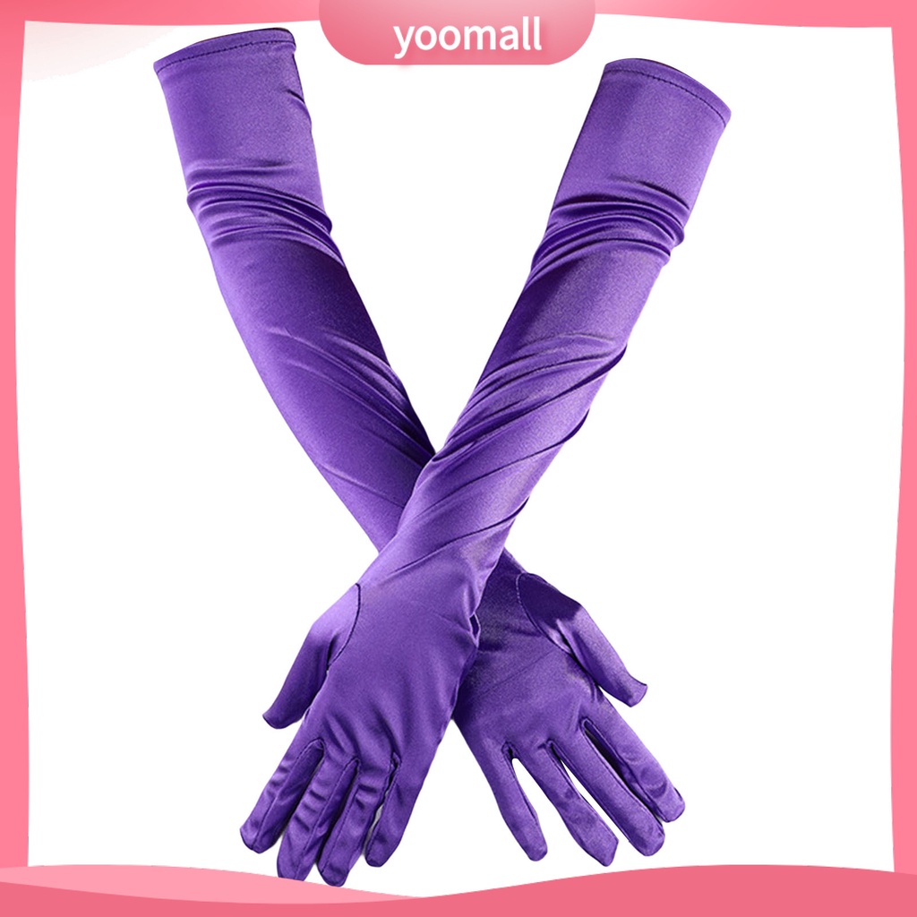 1 Đôi Găng Tay Dài Đến Khuỷu Tay Bằng Vải Satin Siêu Mềm Co Giãn Không Phai Màu Trang Trí Tiệc Cưới Cho Nữ