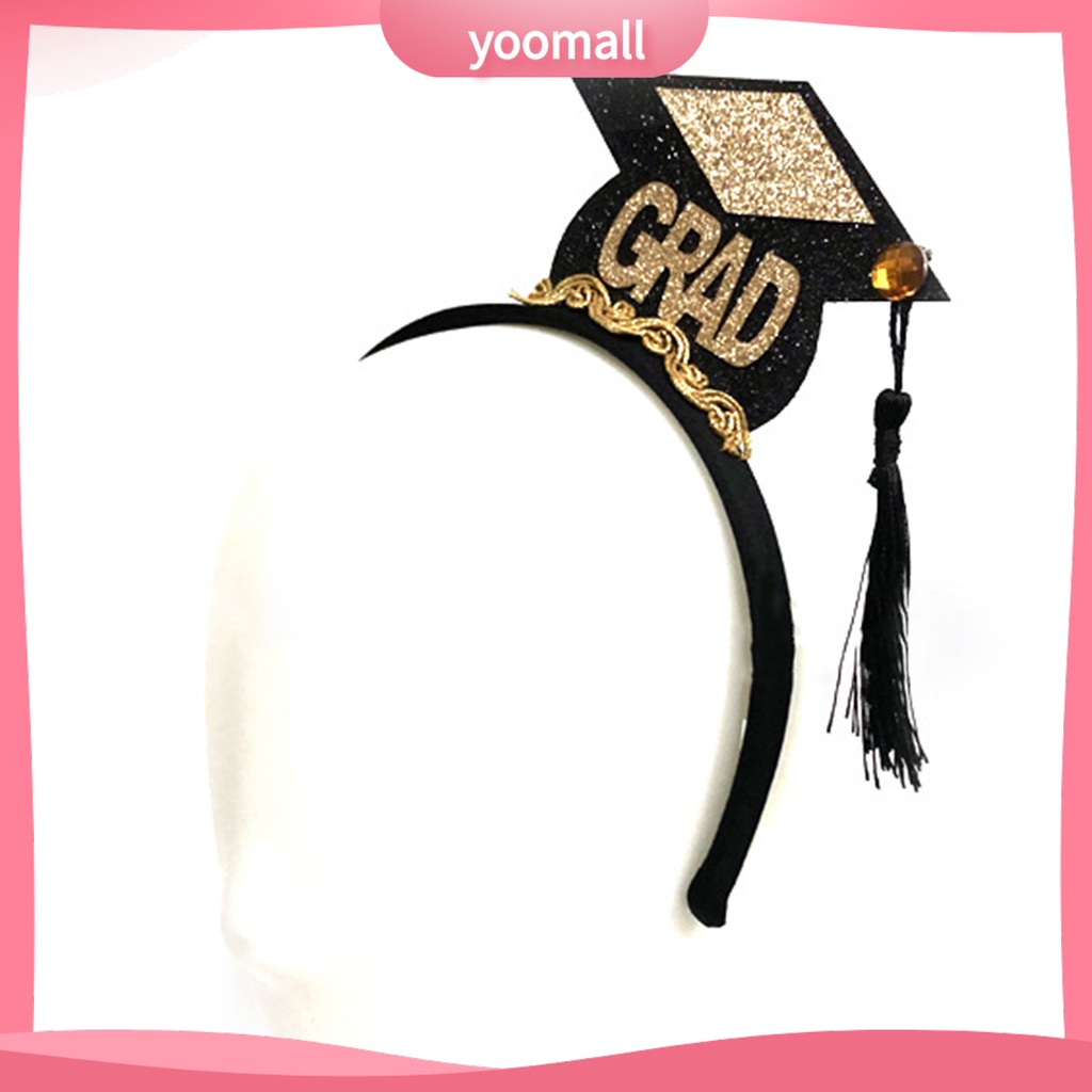Băng Đô Cài Tóc Bằng Vải Nỉ Chống Trượt Họa Tiết Nón Tốt Nghiệp Cho Nữ