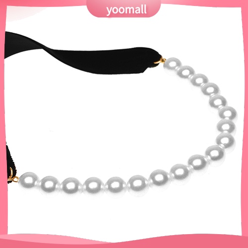 Vòng Cổ Choker Dây Nhung Thắt Nơ Đính Ngọc Trai Nhân Tạo Thời Trang
