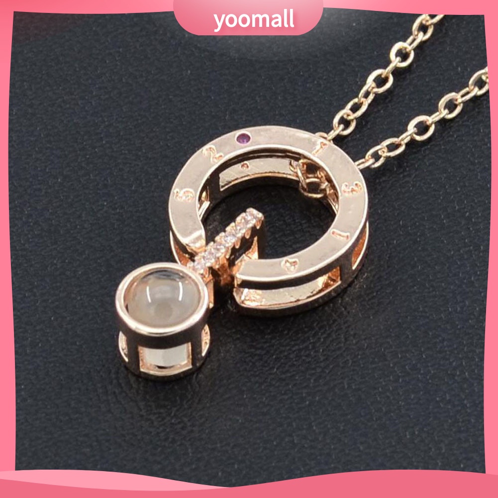 Vòng cổ Mặt Tròn Khắc Chữ I LOVE YOU in 100 Ngôn Ngữ Đính Đá Thời Trang