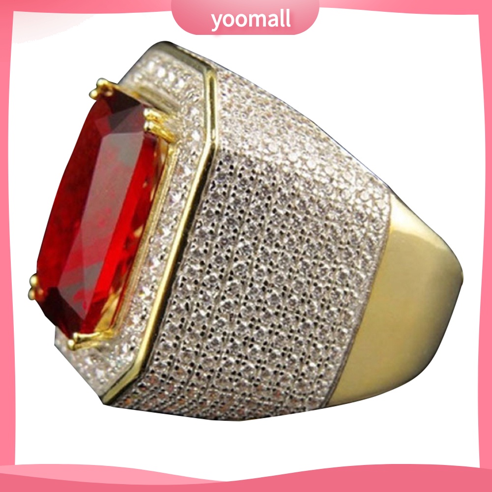 Nhẫn Đính Đá Sapphire Nhân Tạo Hình Vuông Phong Cách Punk Dành Cho Nam