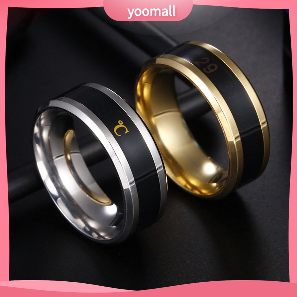 Nhẫn Thép Không Gỉ Hiển Thị Nhiệt Độ Thời Gian Thực Tế Cho Nam Nữ