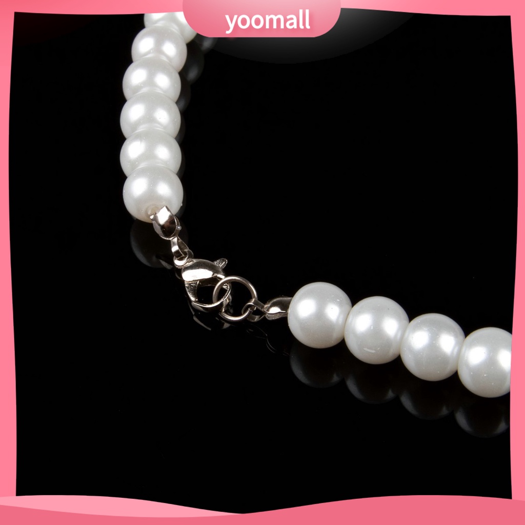 Vòng cổ Kim Loại Đính Ngọc Trai Giả 8mm Thanh Lịch Cho Nữ