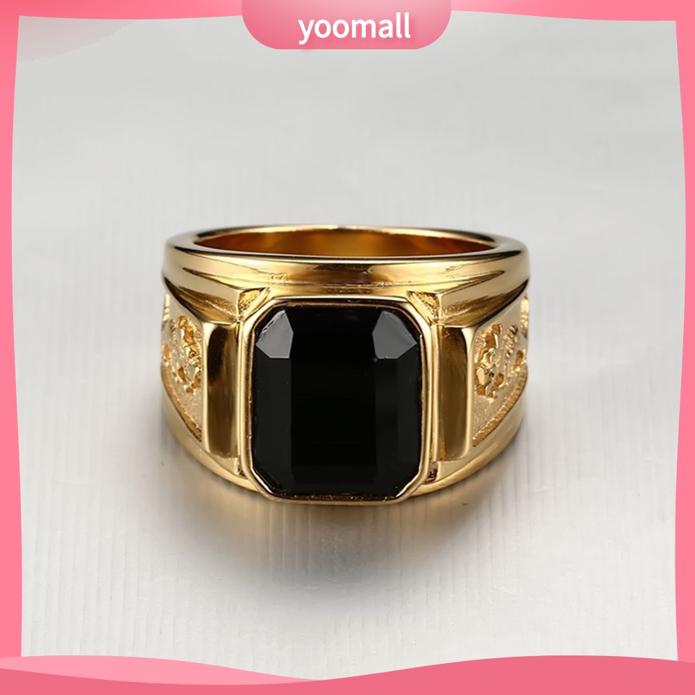 Nhẫn Mặt Vuông Chạm Khắc Hình Rồng Bằng Đồng Đính Đá Cổ Điển Cho Nam