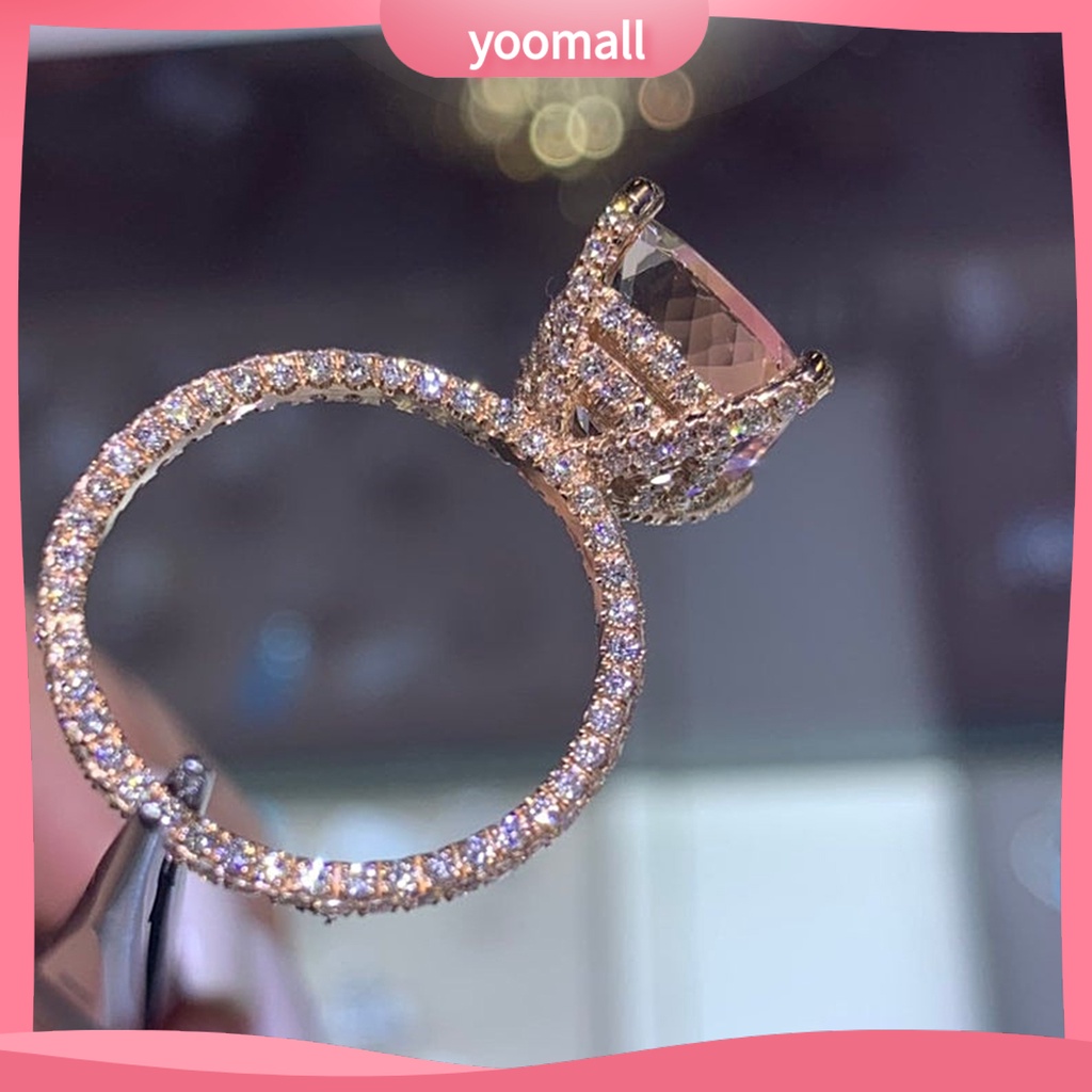 Nhẫn Cưới Mặt Vuông Đính Đá Zircon Thời Trang Dành Cho Nữ