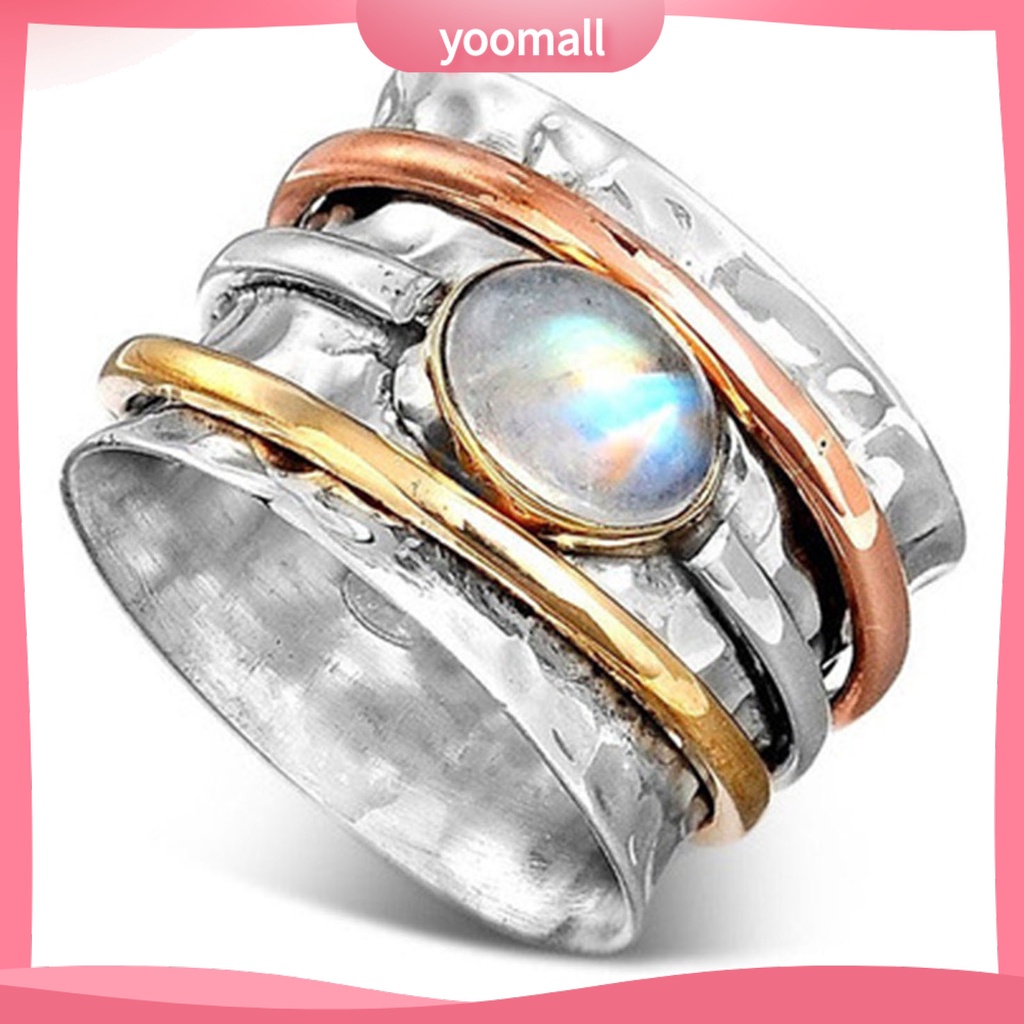 [YM] Nhẫn Nam Đính Đá Ngọc Lam Phong Cách Bohemian Vintage