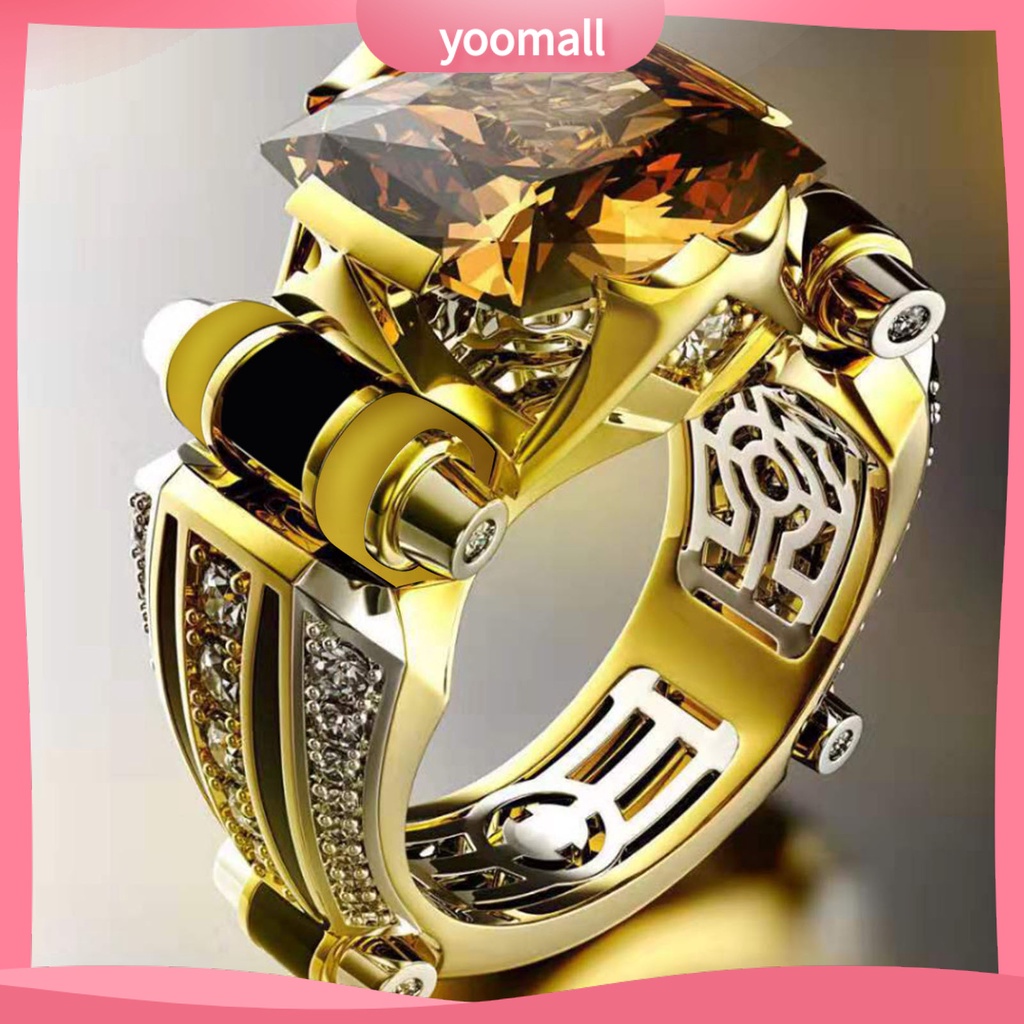 Nhẫn Đính Đá Zircon Sang Trọng Phong Cách Gothic Cổ Điển Dành Cho Nam Nữ