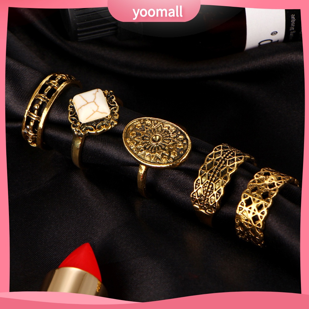 Set 5 Nhẫn Đeo Khớp Ngón Tay Phong Cách Cổ Điển Dành Cho Nữ