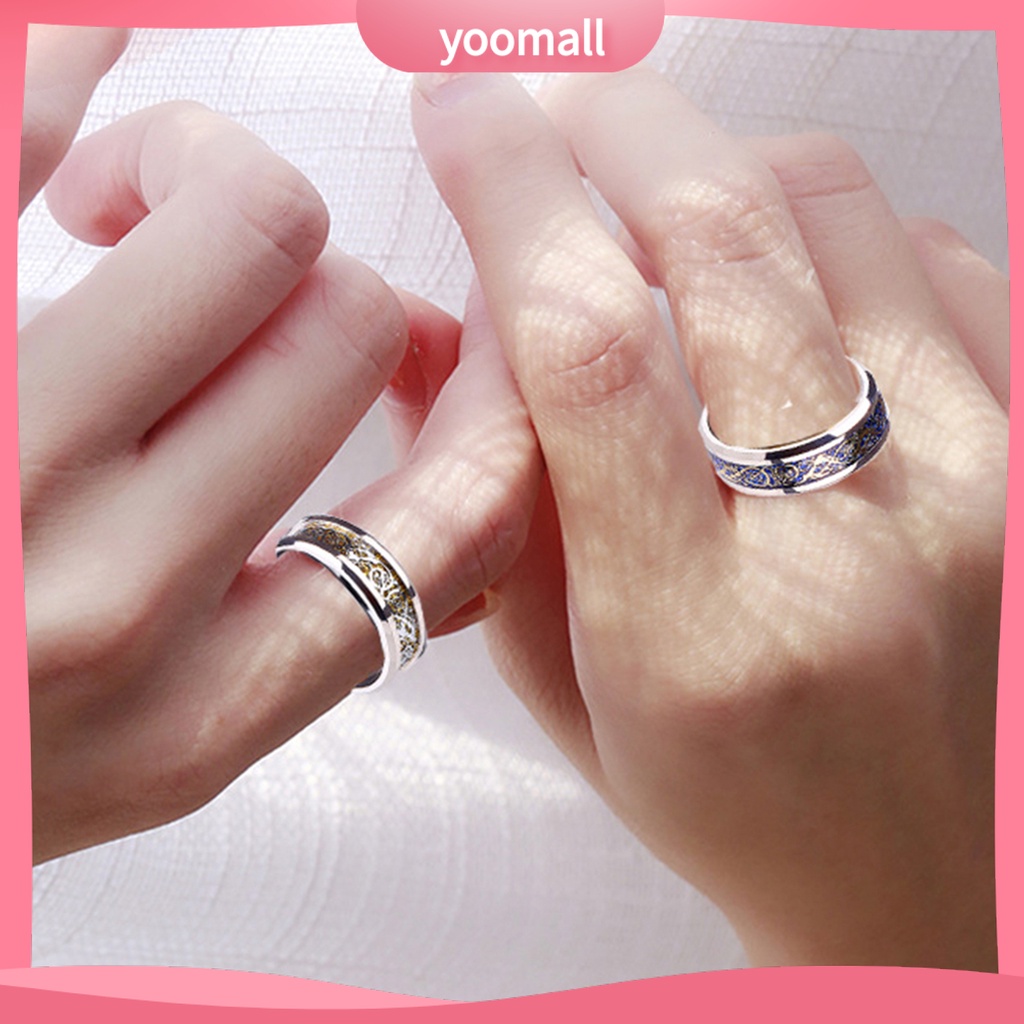 Nhẫn Thép Titan Đính Đá Hình Rồng Cá Tính Cho Nam Nữ