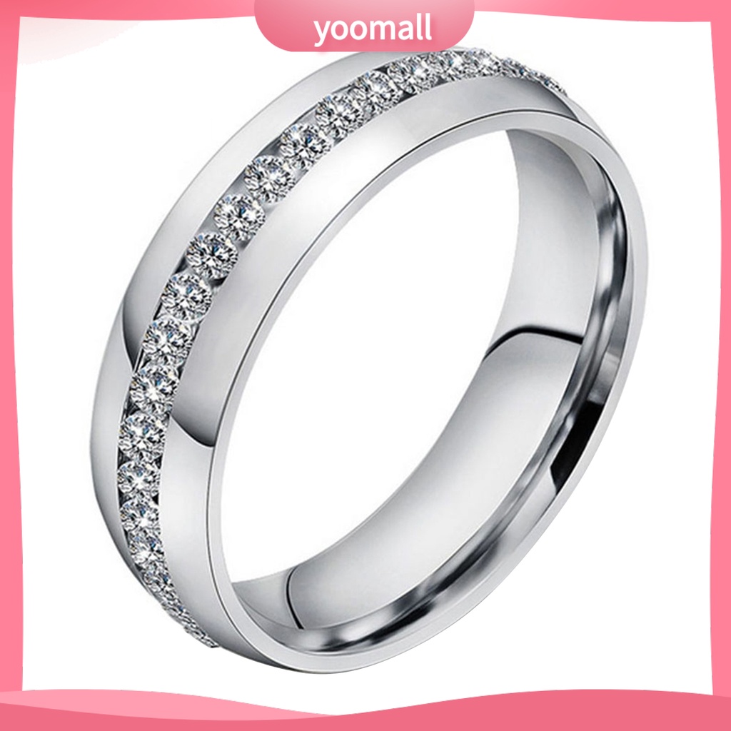 Nhẫn Cưới Chất Liệu Thép Titan Đính Đá Kích Thước 6-13