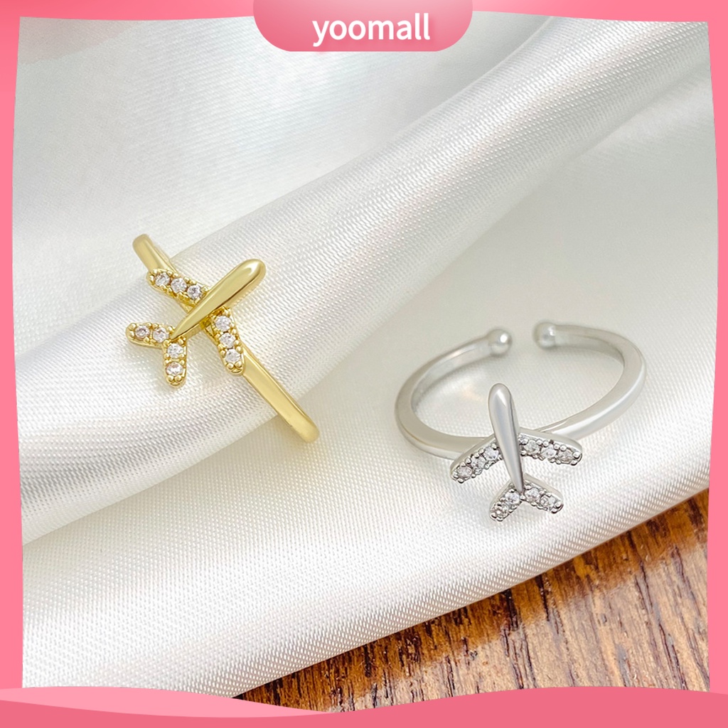 Nhẫn Hở Hình Máy Bay Bằng Kim Loại Lấp Lánh Có Thể Điều Chỉnh