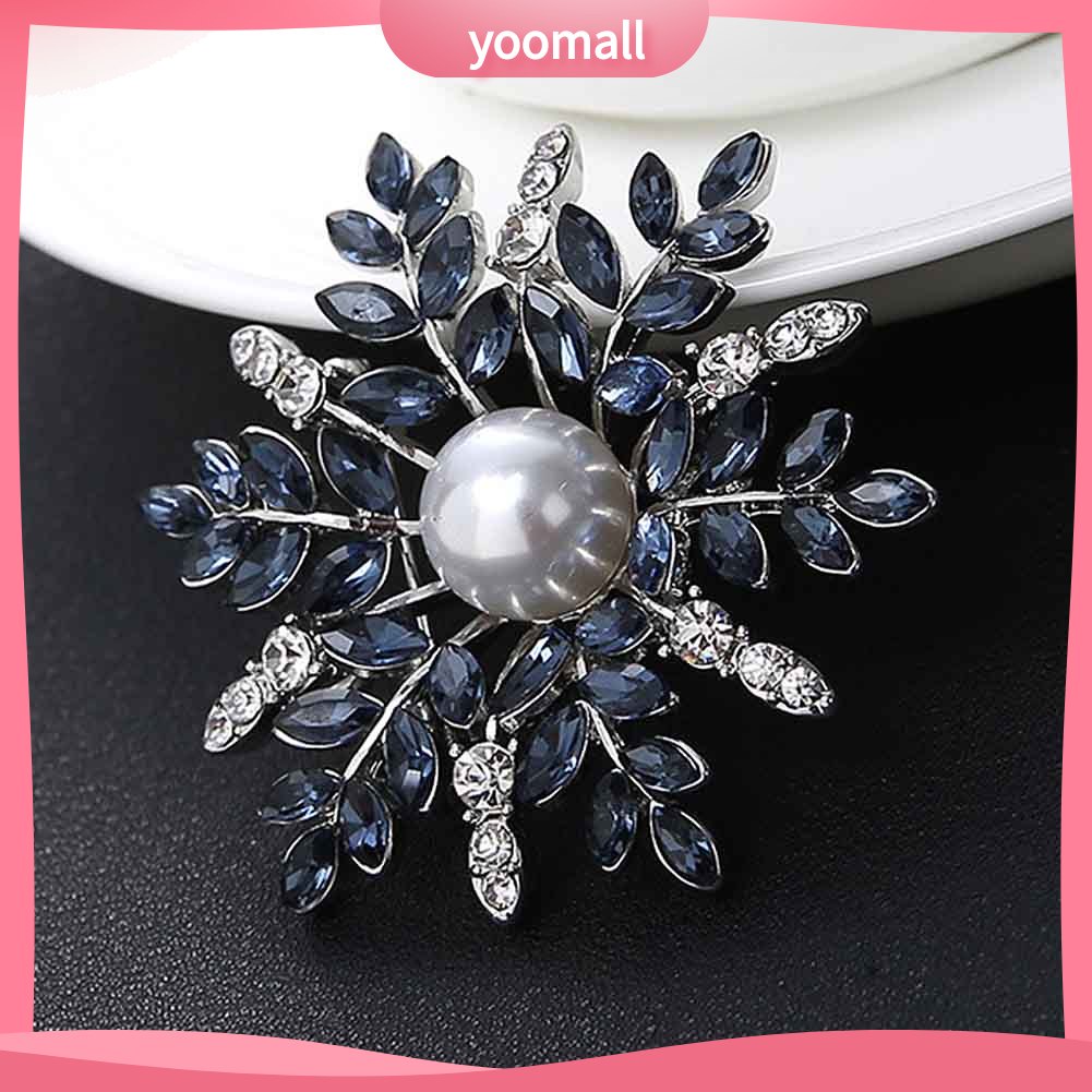 Ghim Cài Áo Hình Bông Tuyết Đính Ngọc Trai Nhân Tạo Thời Trang