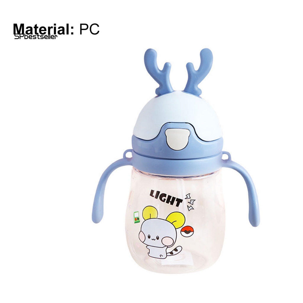 Bình Sữa 370ML Có Ống Hút Hình Hoạt Hình Cho Bé Gái