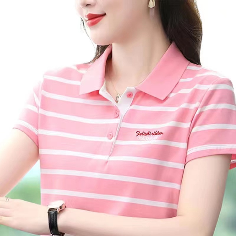 Áo Thun polo Tay Ngắn Họa Tiết Sọc Theo Phong Cách Mới