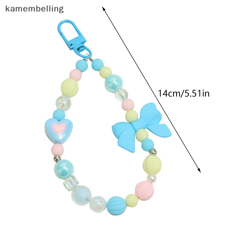 Kamembelling Móc Chìa Khóa Dạng Hạt Nhiều Màu Sắc Mặt Hình Nơ Trái Tim Mạ Điện Trang Trí Túi Xách Tai Nghe