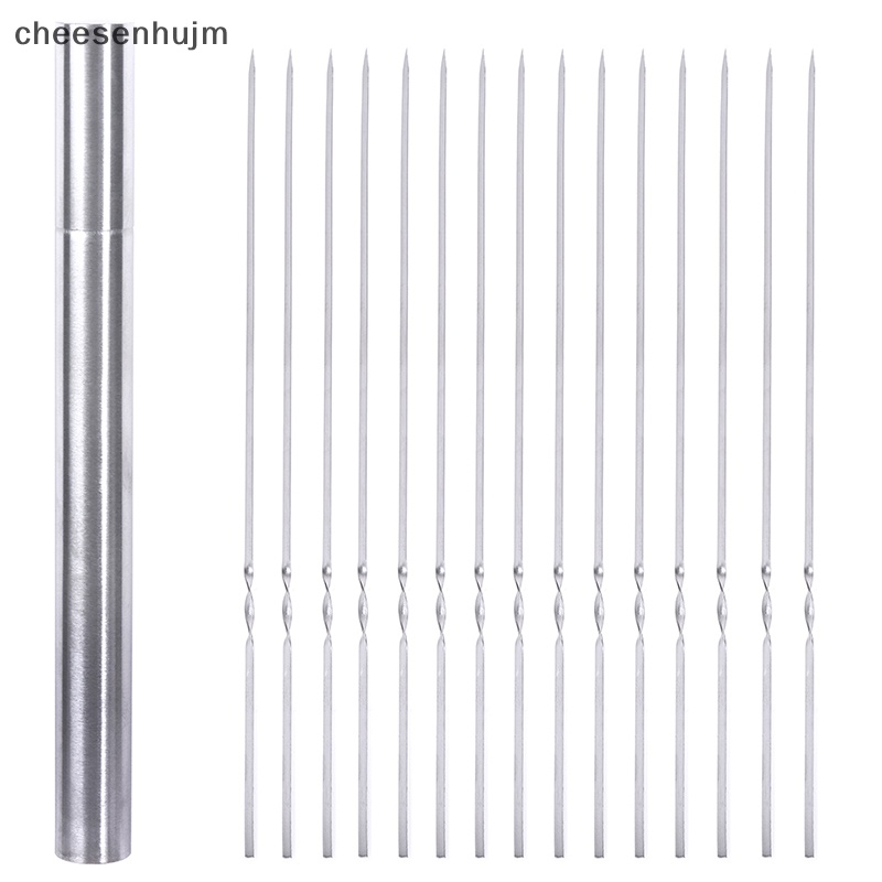 Bộ 15 Cái Xiên Nướng BBQ Bằng Thép Không Gỉ Tái Sử Dụng Được Kèm Hộp Đựng