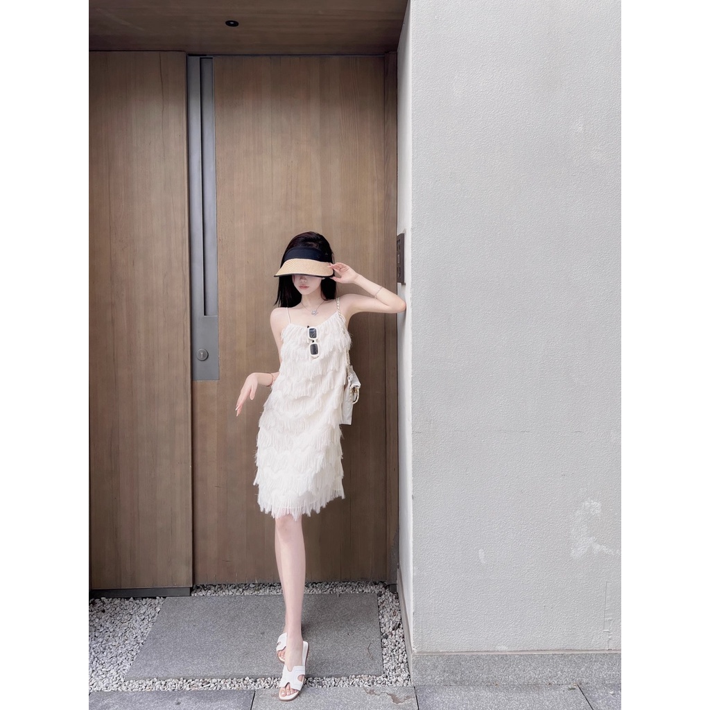 Đầm Hai Dây Dáng Rộng Màu Trơn Phong Cách Thanh Lịch Cho Nữ