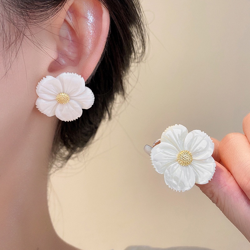 Bông Tai Mạ Vàng / Bạc Hình Hoa Vỏ Sò Phong Cách Âu Mỹ Thời Trang Cho Nữ