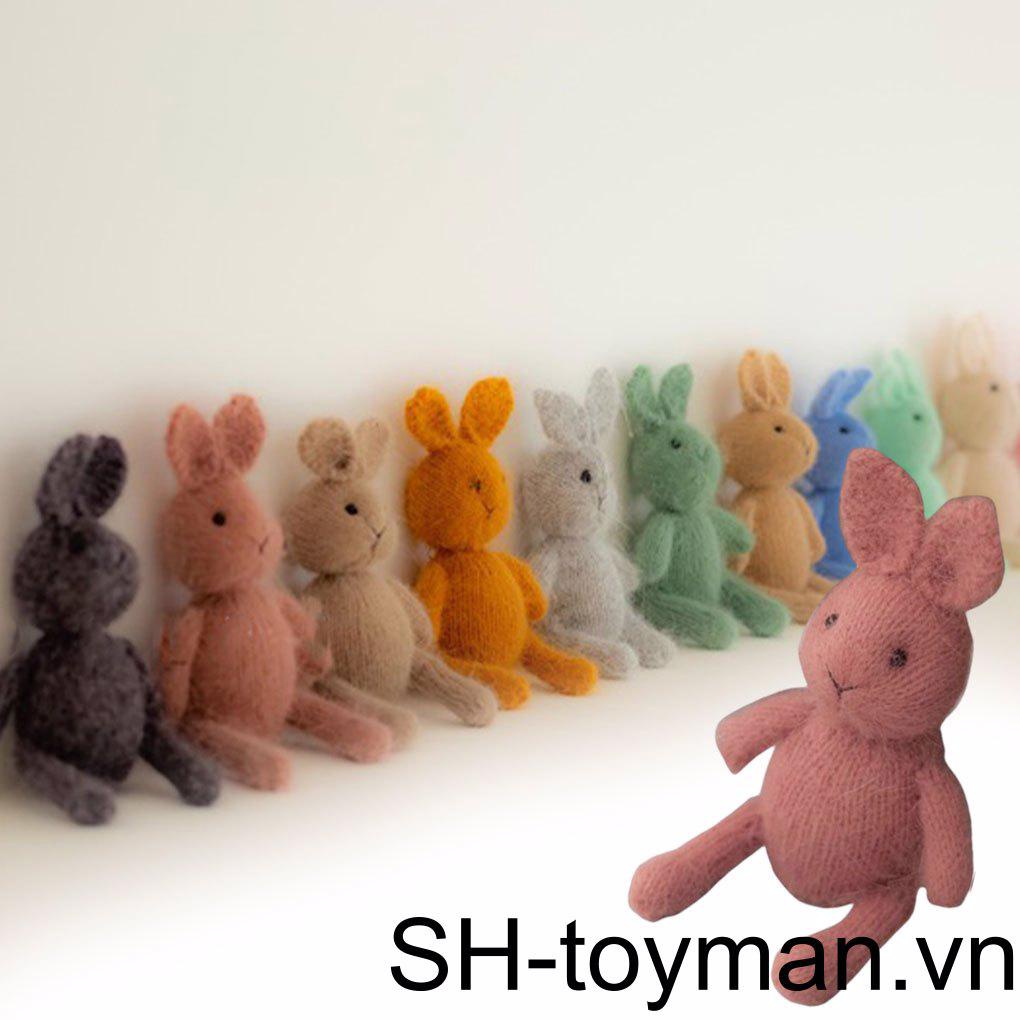 Búp Bê Thỏ Hoạt Hình Bằng Len Dệt Kim Thủ Công Thân Thiện Với Da Dùng Làm Phụ Kiện Chụp Ảnh Cho Bé Sơ Sinh