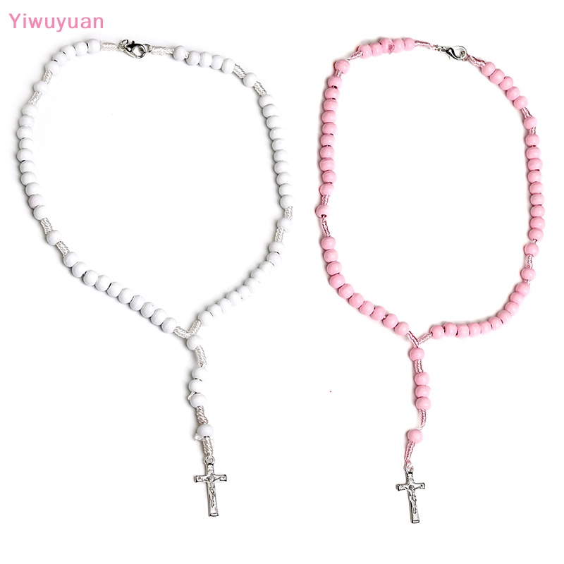 < Yiwuyuan > Vòng Cổ Mặt Thánh Giá Bằng Rosary Thiên Nhiên Mới