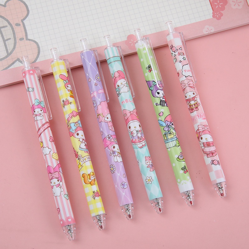 SANRIO Set 6 Bút Mực Nước Ngòi 0.5mm Màu Đen