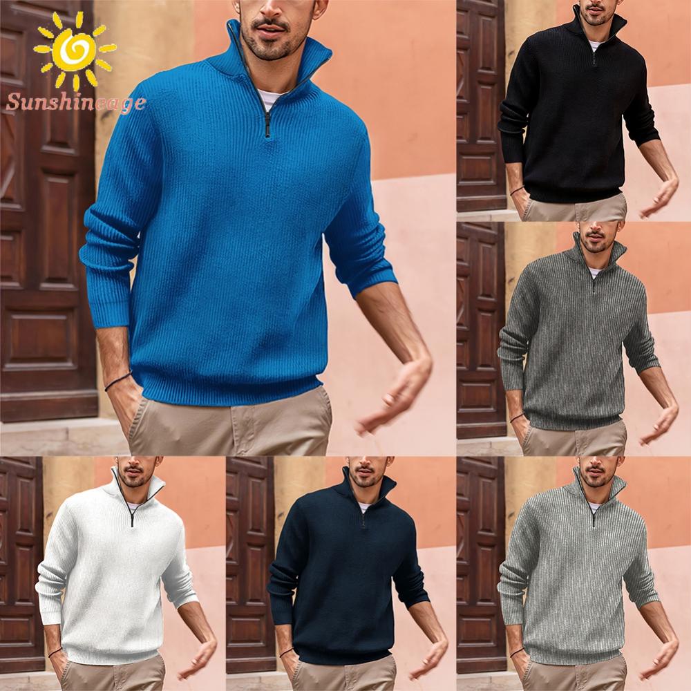 Áo Sweater Mùa Đông Cổ Cao Chất Liệu Dệt Kim Dày Dặn Có Size L Đến 3XL Cho Nam Giới