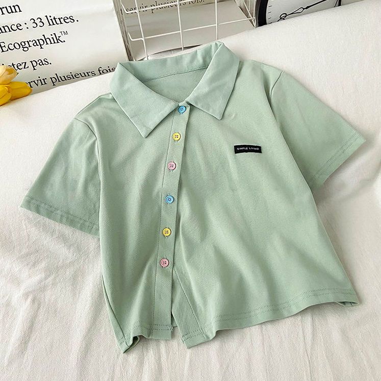 Áo Thun Polo Ngắn Tay Màu Sắc Đơn Giản Thời Trang Cho Nữ