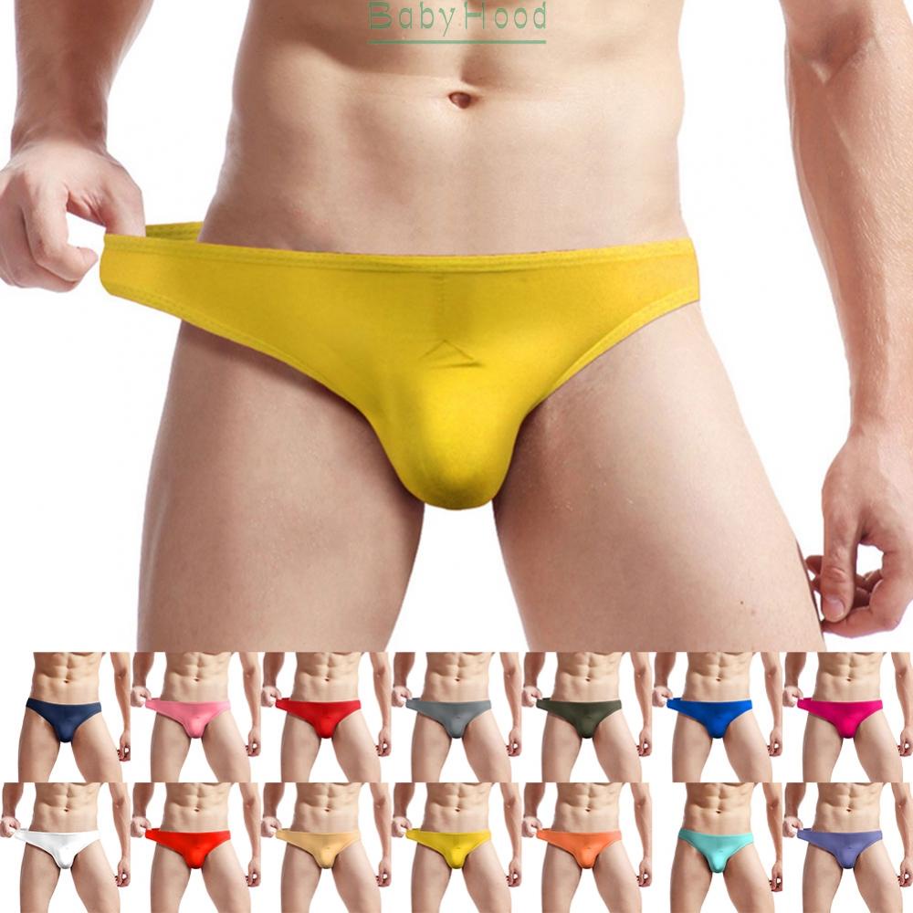 Mens Ice Silk Bikini Briefs Trunks Underwear Shorts Bulge Pouch Soft G-strings#BBHOOD
