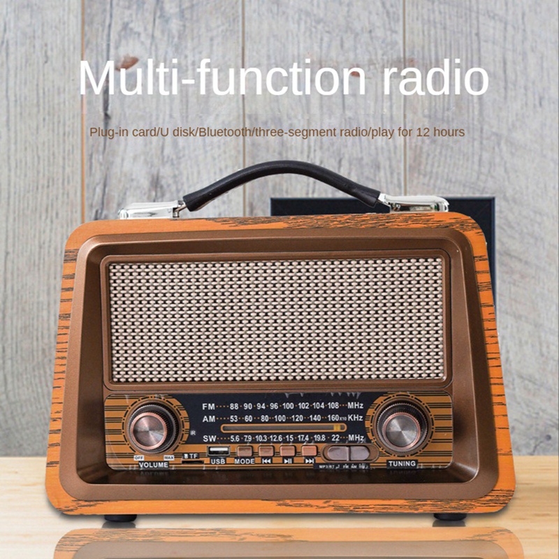 Đài phát thanh cổ điển bằng gỗ di động loa bluetooth không dây hifi stereo am / fm radio player usb tf aux mp3