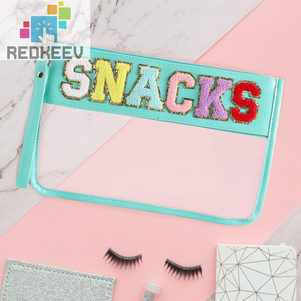 Túi Đựng Mỹ Phẩm Bằng PVC Chenille Trong Suốt In Chữ Có Khóa Kéo Tiện Dụng Mang Theo Du Lịch