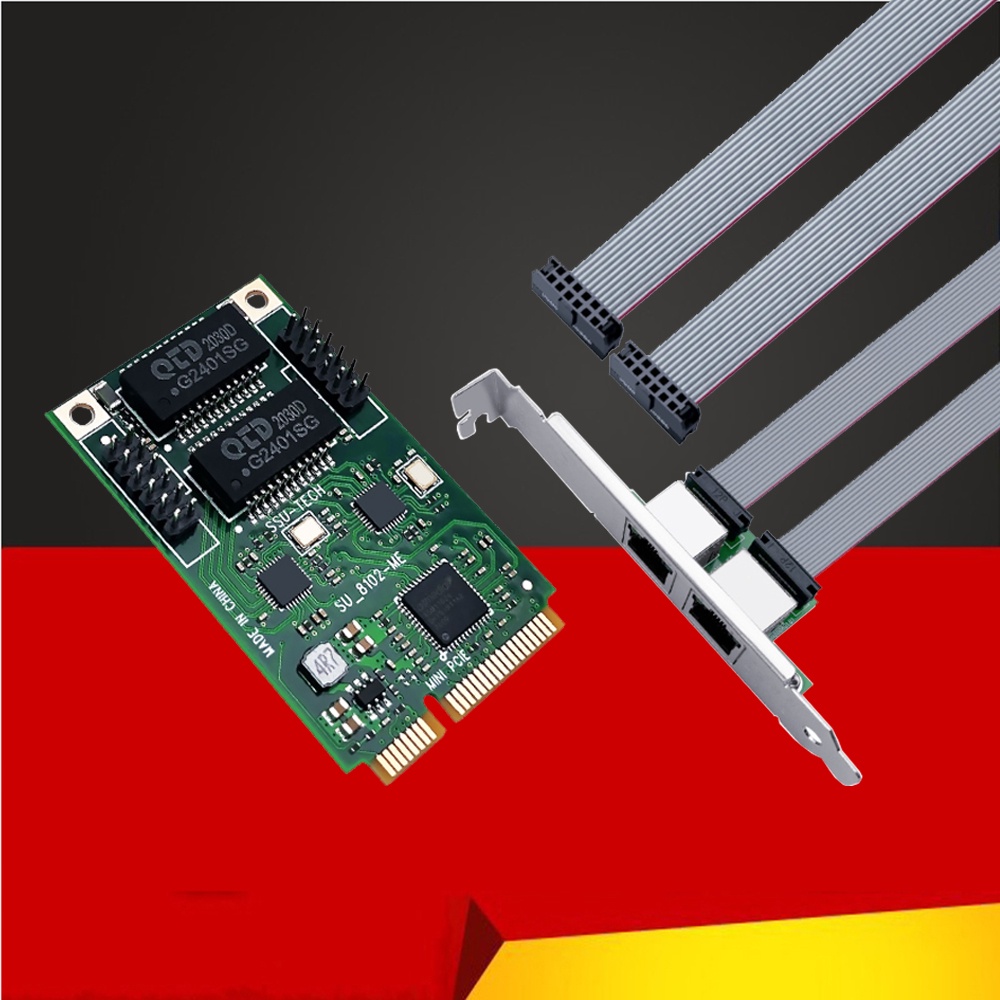 Bộ điều hợp mạng card mạng mini pcie sang 2 cổng rj45 bộ điều hợp mạng internet lan ethernet gigabit 10/100 / 1000mbps chip asm1182e cho pc