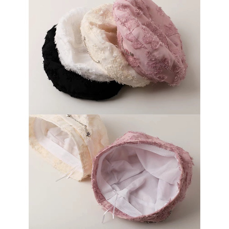 Mũ beret hàng cao cấp thiết kế tiểu thư chất liệu ren hoa thời trang Hàn Quốc cá tính cho nữ mới