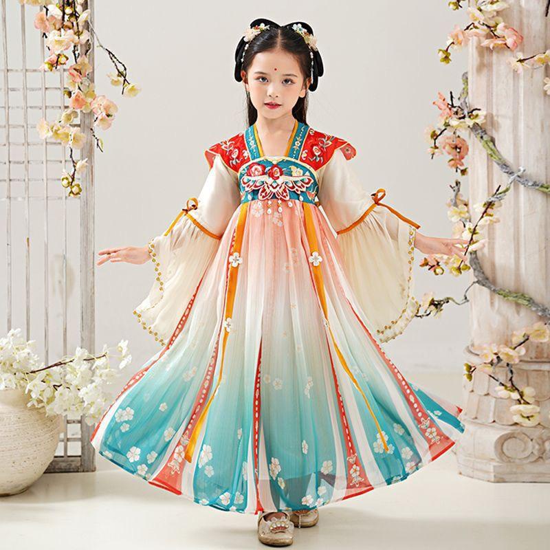 VCT8 Hanfu , Đầm , Váy cổ trang mẫu mới thêu phong cách Trung Hoa siêu dẹp cho bé gái