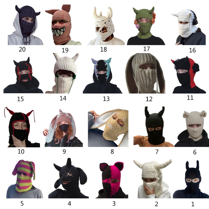 Nón Tai Bèo Đan Len Mềm Mại Hình Sừng Quỷ Dễ Thương Cho Bé Gái Y2K